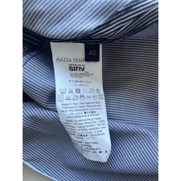 Piazza Sempione Striped Button-Down Shirt Black & White Cotton Size 40 US 10 - Picture 4 of 7